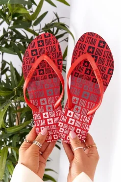 Klapki Sportowe|Klapki Damskie Big Star></noscript>Big Star Shoes Damskie Klapki Japonki Big Star FF274A305 Czerwone