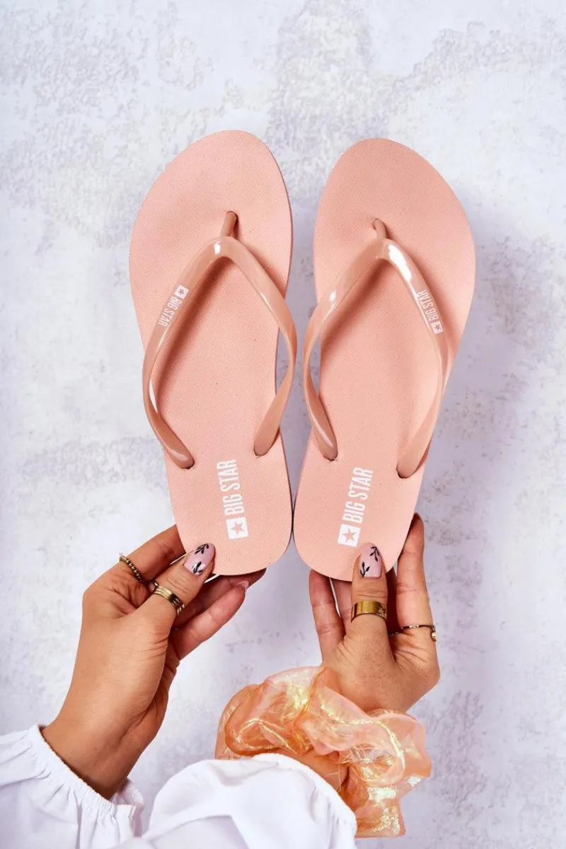 Klapki Sportowe|Klapki Damskie Big Star>Big Star Shoes Damskie Klapki Japonki Big Star JJ274A386 Nude