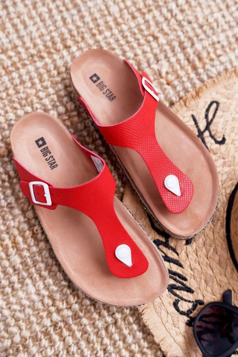 Klapki Damskie Big Star|Klapki Damskie Japonki>Big Star Shoes Damskie Klapki Japonki Czerwone Big Star DD274128