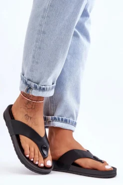 Clearance Boto Damskie Klapki Japonki Na Platformie Czarne Bellitta