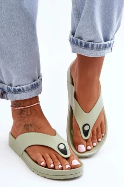 Boto Damskie Klapki Japonki Na Platformie Zielone Bellitta