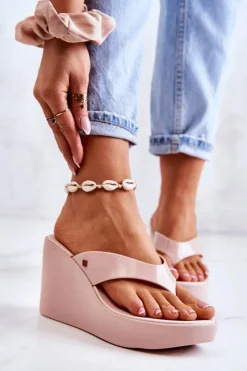 ZAXY Damskie Klapki Japonki Na Koturnie HH285294 Nude