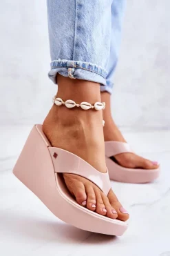 ZAXY Damskie Klapki Japonki Na Koturnie HH285294 Nude