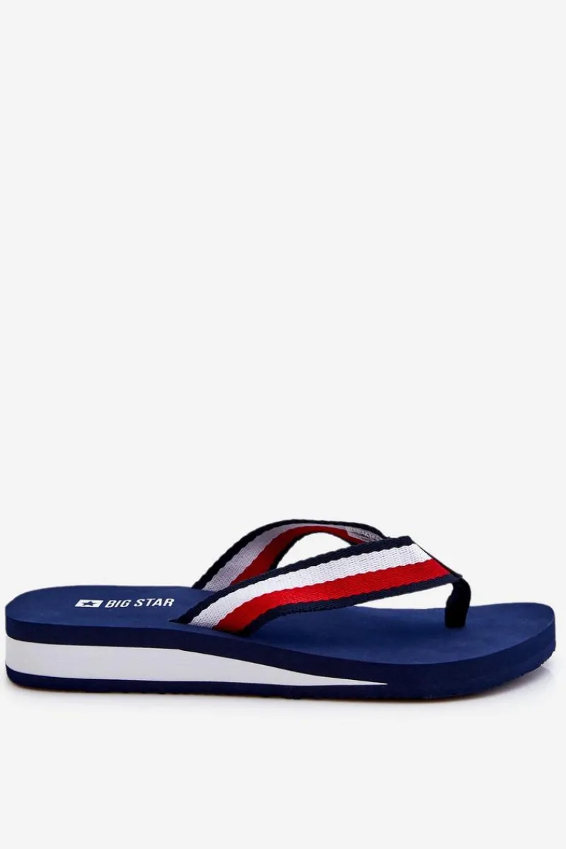 Klapki Damskie Big Star|Klapki Damskie Japonki>Big Star Shoes Damskie Klapki Japonki Na Platformie Big Star LL274779 Granatowe Niebieski