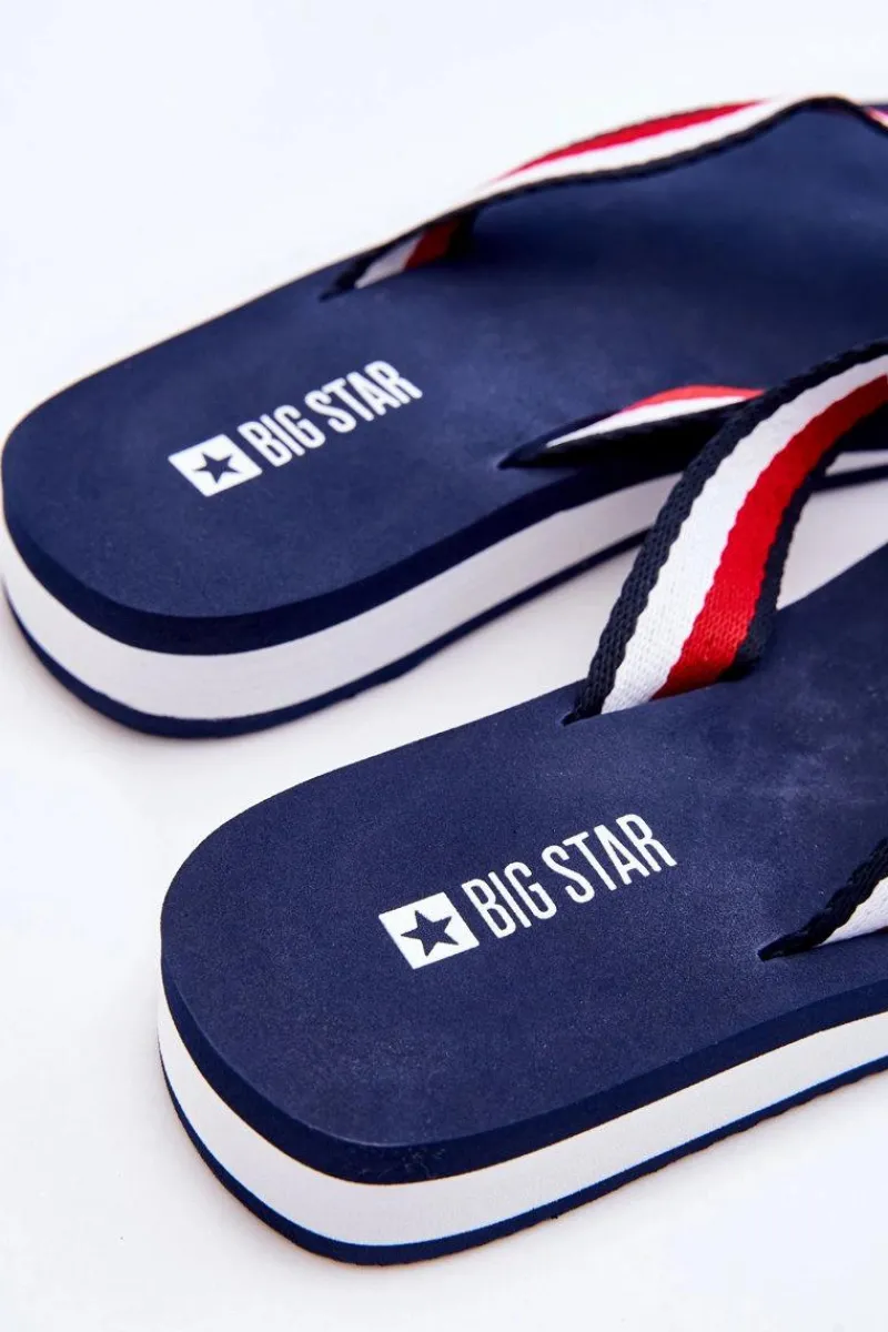 Klapki Damskie Big Star|Klapki Damskie Japonki>Big Star Shoes Damskie Klapki Japonki Na Platformie Big Star LL274779 Granatowe Niebieski