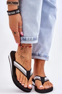 New Big Star Shoes Damskie Klapki Japonki Na Platformie Big Star LL274781 Czarne Czarny