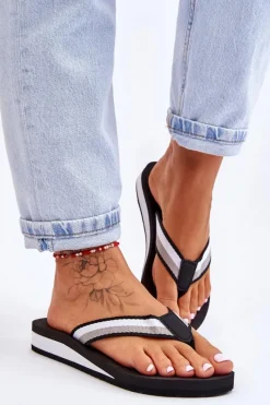 New Big Star Shoes Damskie Klapki Japonki Na Platformie Big Star LL274781 Czarne Czarny