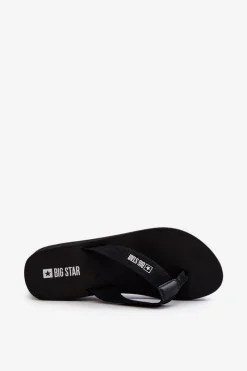 Clearance Big Star Shoes Damskie Klapki Japonki Na Koturnie Big Star JJ274A332 Czarne Czarny