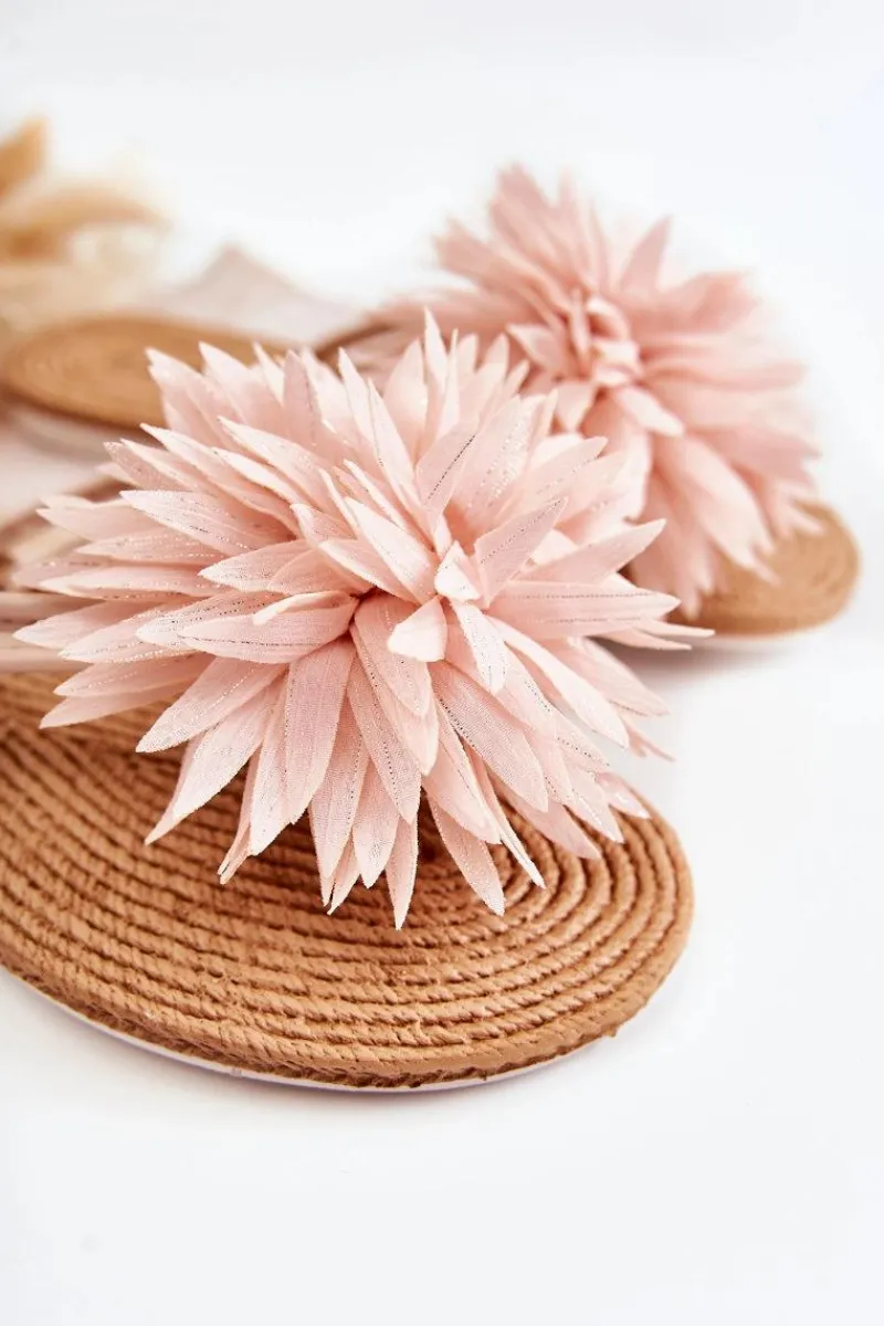 Clearance Boto Damskie Klapki Japonki Z Materiałową Ozdobą Jasnoróżowe Eviana