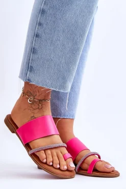 Online Boto Damskie Klapki Japonki Z Ozdobnym Paskiem Fuksja Sublime