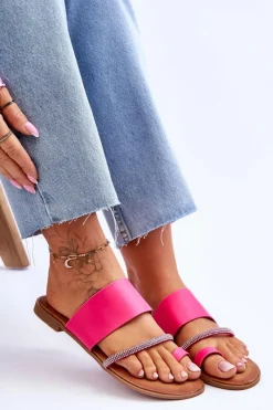 Online Boto Damskie Klapki Japonki Z Ozdobnym Paskiem Fuksja Sublime