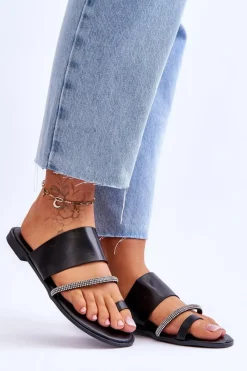 Discount Damskie Klapki Japonki Z Ozdobnym Paskiem Czarne Sublime Damskie Klapki Damskie Japonki