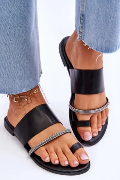 Discount Damskie Klapki Japonki Z Ozdobnym Paskiem Czarne Sublime Damskie Klapki Damskie Japonki