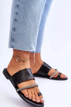 Discount Damskie Klapki Japonki Z Ozdobnym Paskiem Czarne Sublime Damskie Klapki Damskie Japonki