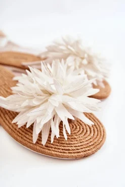 Best Damskie Klapki Japonki Z Materiałową Ozdobą Białe Eviana Damskie Klapki Damskie Japonki