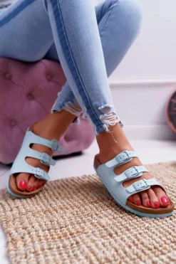 Klapki Damskie Klasyczne>Boto Damskie Klapki Jasno Niebieskie Big Star DD274137