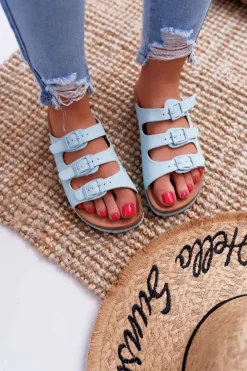 Klapki Damskie Klasyczne>Boto Damskie Klapki Jasno Niebieskie Big Star DD274137