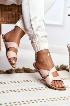 Best Damskie Klapki Lu Boo Beżowe Mabella Damskie Klapki Damskie Klasyczne