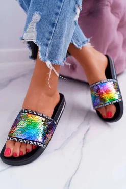 Klapki Damskie Klasyczne>Boto Damskie Klapki Multi Opalizujące Nice