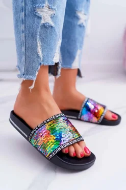Klapki Damskie Klasyczne>Boto Damskie Klapki Multi Opalizujące Nice