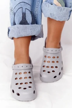 Sale Boto Damskie Klapki Na Basen Do Ogrodu Szare Piankowe EVA Szary