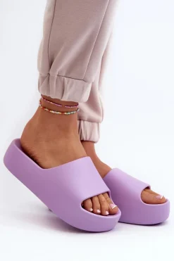 Hot Boto Damskie Klapki Na Grubej Podeszwie Fioletowe Oreithano Fioletowy