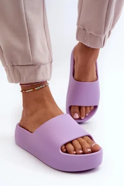 Hot Boto Damskie Klapki Na Grubej Podeszwie Fioletowe Oreithano Fioletowy