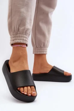 Klapki Damskie Klasyczne>Boto Damskie Klapki Na Grubej Podeszwie Czarne Oreithano Czarny