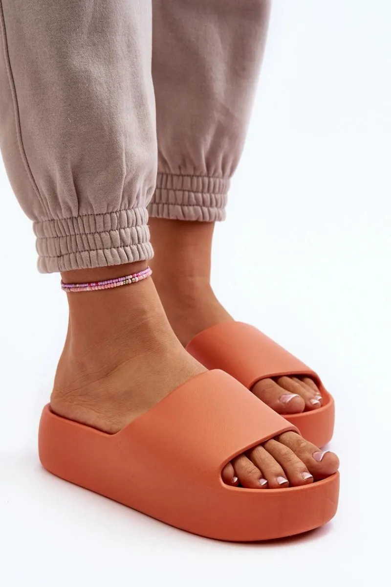 Hot Boto Damskie Klapki Na Grubej Podeszwie Pomarańczowe Oreithano Pomarańczowy