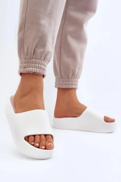 Klapki Damskie Klasyczne>Boto Damskie Klapki Na Grubej Podeszwie Białe Oreithano Biały