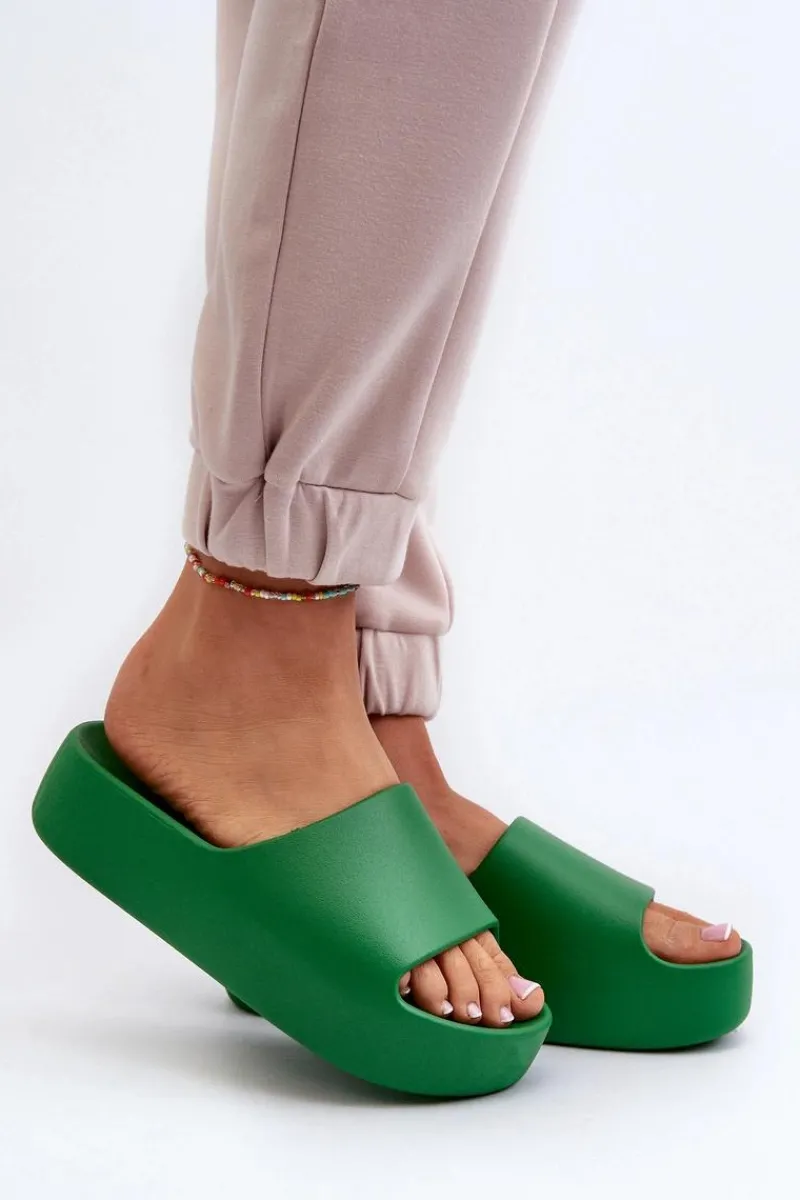 Online Damskie Klapki Na Grubej Podeszwie Zielone Oreithano Damskie Klapki Damskie Klasyczne