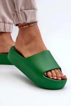 Online Damskie Klapki Na Grubej Podeszwie Zielone Oreithano Damskie Klapki Damskie Klasyczne