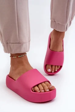 Klapki Damskie Klasyczne>Boto Damskie Klapki Na Grubej Podeszwie Fuksja Oreithano