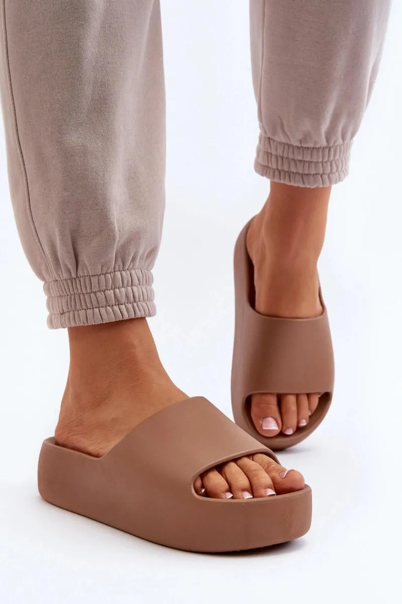 Best Damskie Klapki Na Grubej Podeszwie Brązowe Oreithano Damskie Klapki Damskie Klasyczne