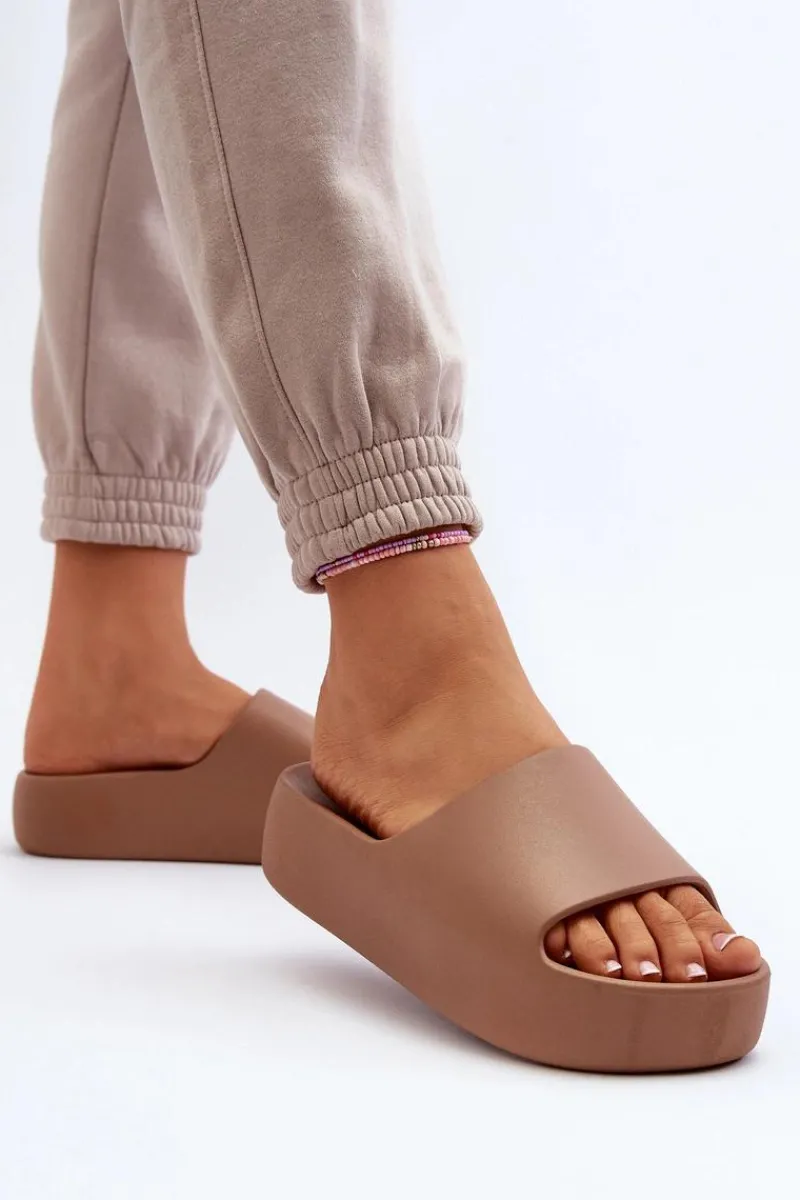 Best Damskie Klapki Na Grubej Podeszwie Brązowe Oreithano Damskie Klapki Damskie Klasyczne