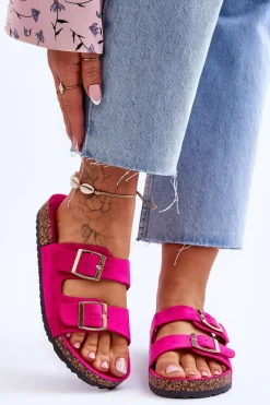 Klapki Korkowe|Klapki Na Platformie>Boto Damskie Klapki Na Korkowej Platformie Z Paskami Fuksja Doretta