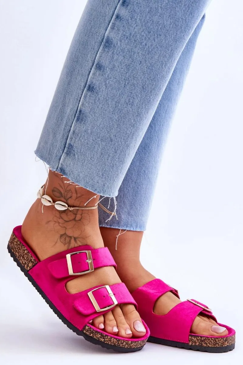 Klapki Korkowe|Klapki Na Platformie>Boto Damskie Klapki Na Korkowej Platformie Z Paskami Fuksja Doretta