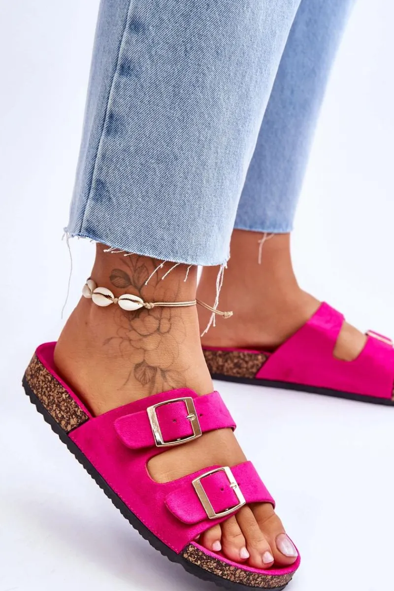 Klapki Korkowe|Klapki Na Platformie>Boto Damskie Klapki Na Korkowej Platformie Z Paskami Fuksja Doretta