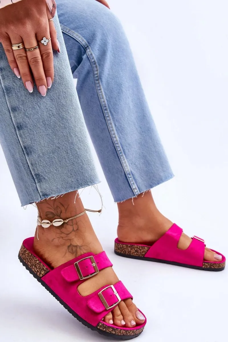 Klapki Korkowe|Klapki Na Platformie>Boto Damskie Klapki Na Korkowej Platformie Z Paskami Fuksja Doretta