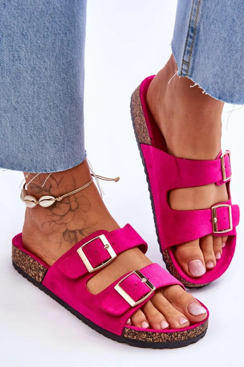 Klapki Korkowe|Klapki Na Platformie>Boto Damskie Klapki Na Korkowej Platformie Z Paskami Fuksja Doretta