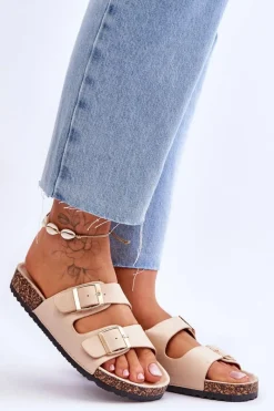 Klapki Korkowe|Klapki Na Platformie>Boto Damskie Klapki Na Korkowej Platformie Z Paskami Beżowe Doretta