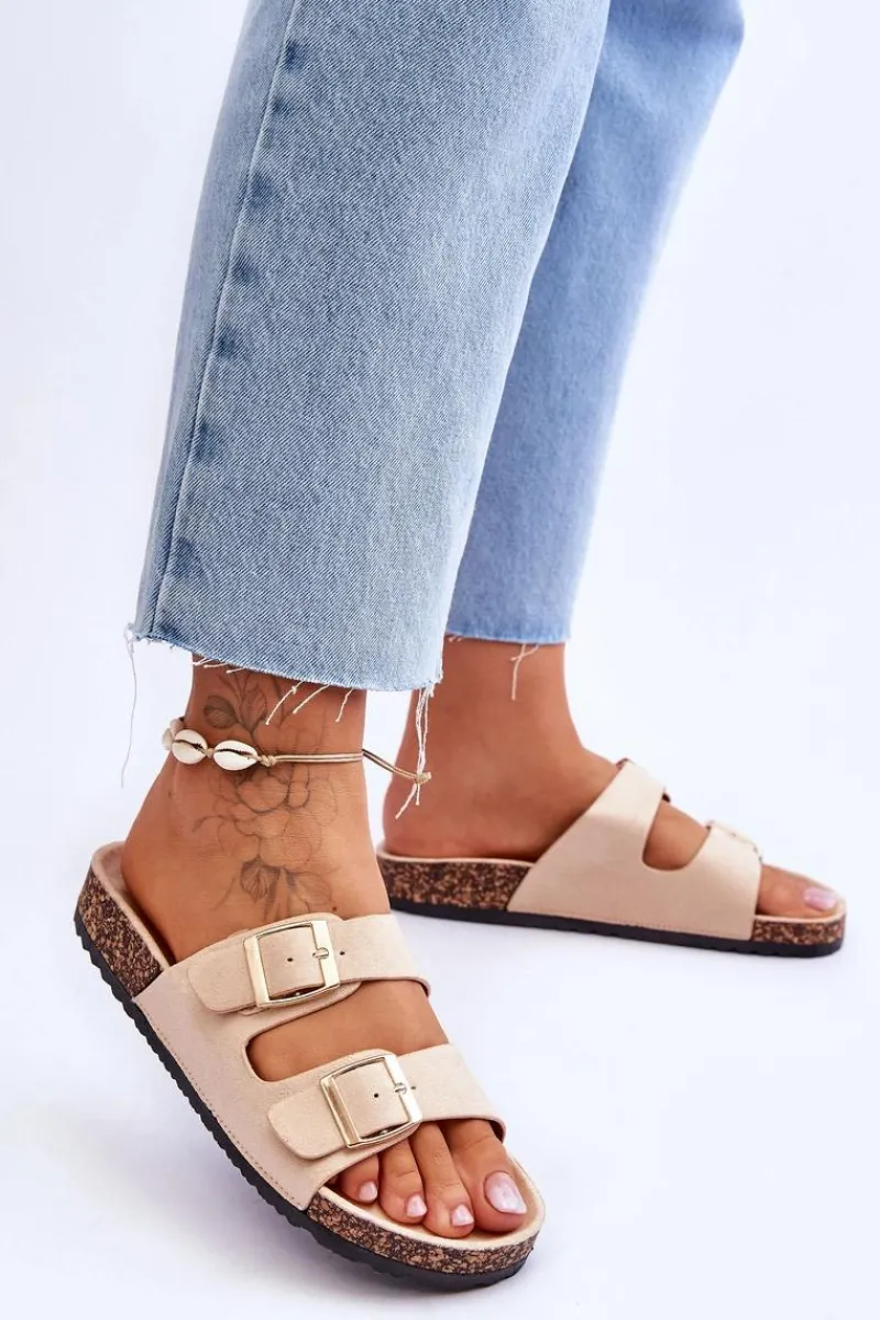 Klapki Korkowe|Klapki Na Platformie>Boto Damskie Klapki Na Korkowej Platformie Z Paskami Beżowe Doretta