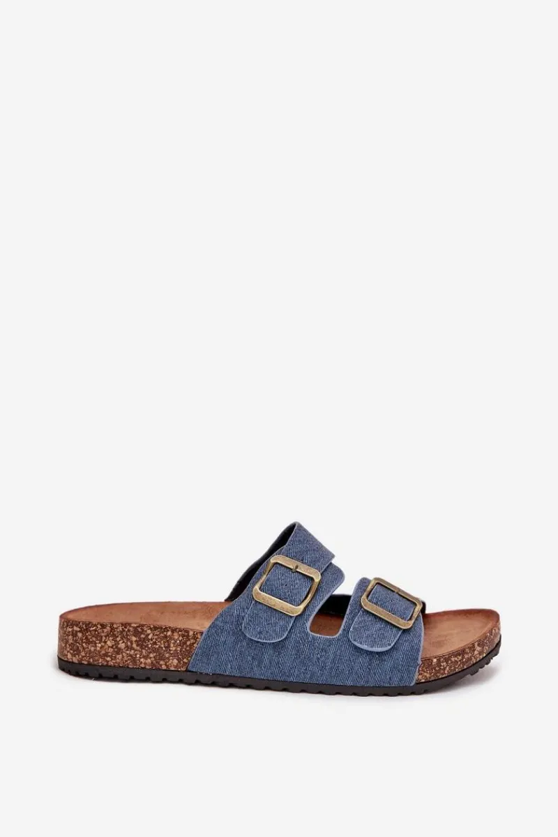 Klapki Korkowe|Klapki Na Platformie>Evento Damskie Klapki Na Korkowej Platformie Z Klamrami Ciemny Jeans Vesina Niebieski