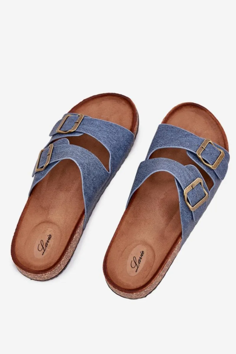 Klapki Korkowe|Klapki Na Platformie>Evento Damskie Klapki Na Korkowej Platformie Z Klamrami Ciemny Jeans Vesina Niebieski