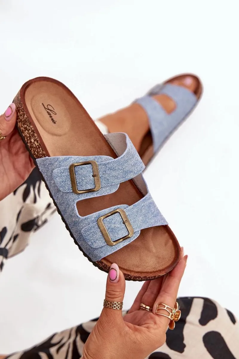 Clearance Damskie Klapki Na Korkowej Platformie Z Klamrami Jasny Jeans Vesina Damskie Klapki Korkowe|Klapki Na Platformie