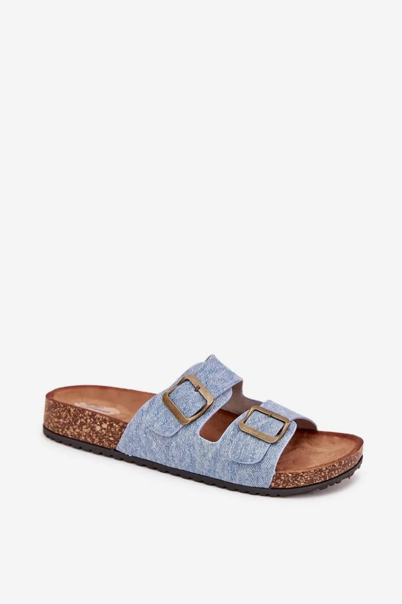 Clearance Damskie Klapki Na Korkowej Platformie Z Klamrami Jasny Jeans Vesina Damskie Klapki Korkowe|Klapki Na Platformie