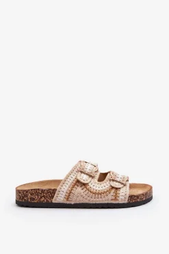 Outlet Damskie Klapki Na Korkowej Podeszwie Beżowe Fannea Damskie Klapki Korkowe|Klapki Damskie Klasyczne