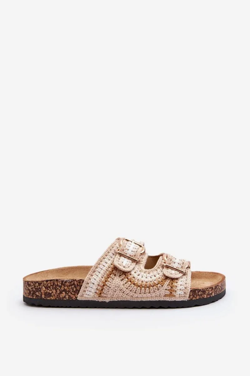 Outlet Damskie Klapki Na Korkowej Podeszwie Beżowe Fannea Damskie Klapki Korkowe|Klapki Damskie Klasyczne