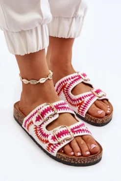 Hot Damskie Klapki Na Korkowej Podeszwie Białe Fannea Damskie Klapki Korkowe|Klapki Damskie Klasyczne