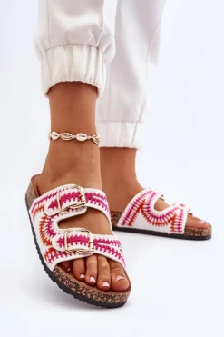 Hot Damskie Klapki Na Korkowej Podeszwie Białe Fannea Damskie Klapki Korkowe|Klapki Damskie Klasyczne